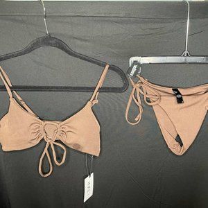 BRAND NEW CIDER O-Ring Brown Bikini Set with Ties